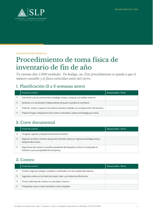 Portada: Toma física de inventario